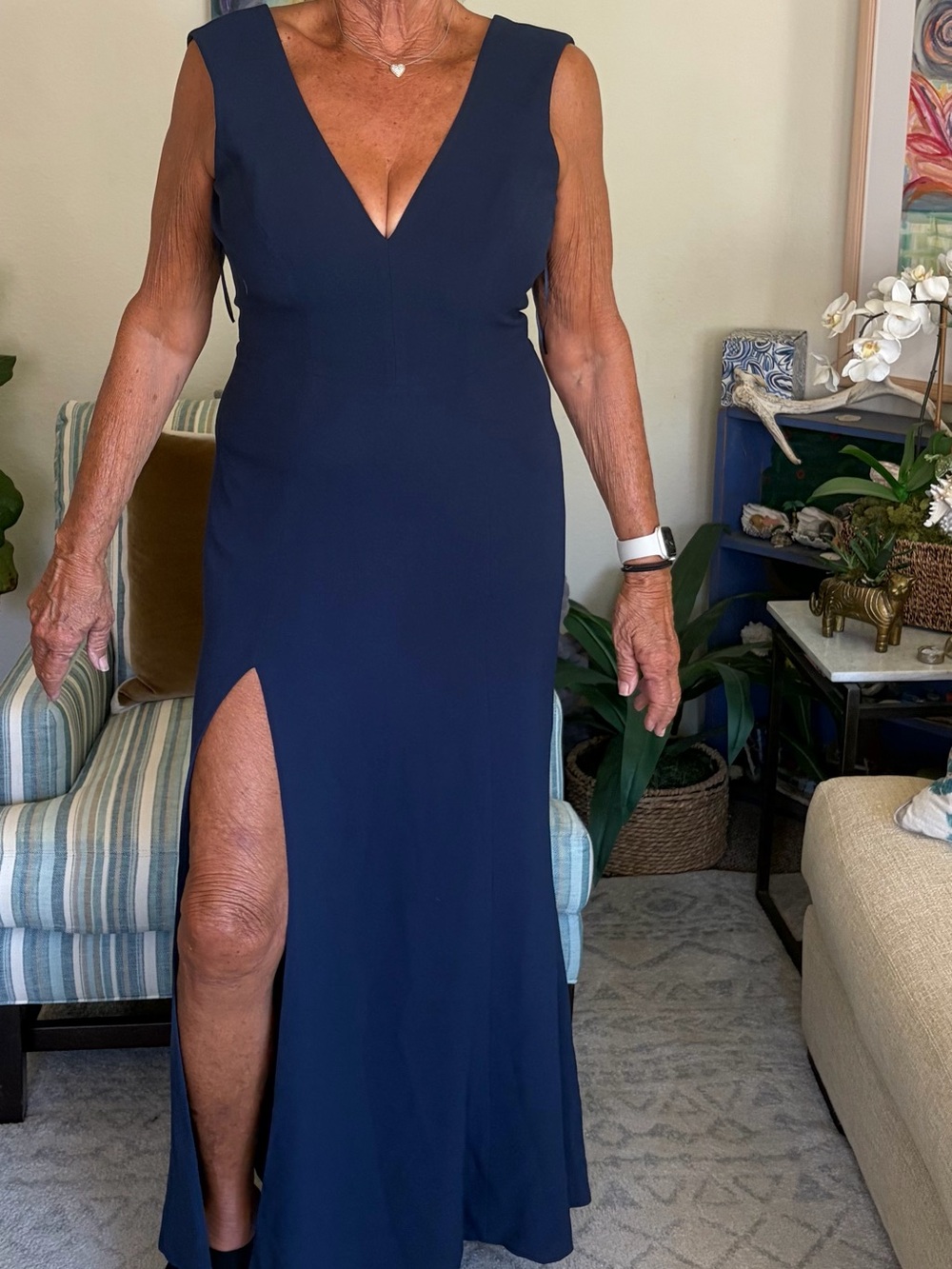 Dress the population Navy V-Neck Sleeveless Maxi Dress - Picture 6 of 6